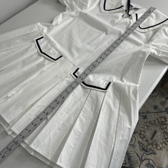 MABLE The Label Dress Womens Medium White Peter Pan Collar Sailor Cottage Preppy - Picture 12 of 14